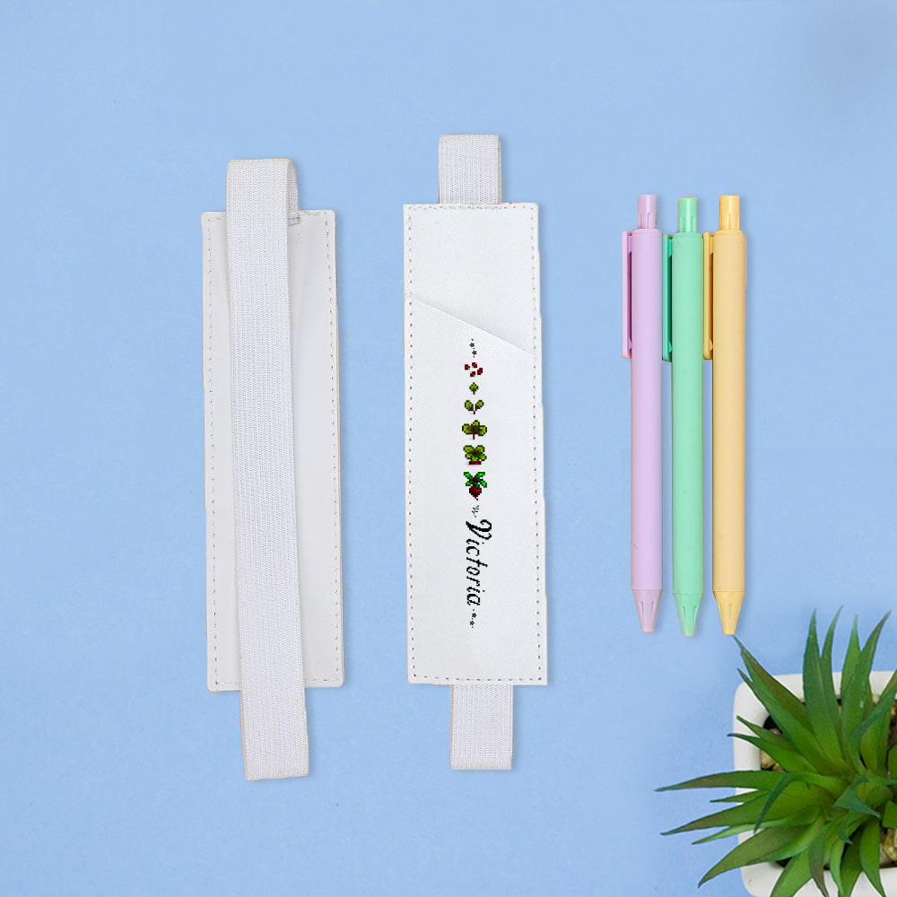 Personalized Pixel Style Leather Bookmark Band, Countryside Lovers Pencil Pocket Bookmark, Customized Name Leather Bookmark, Reading Accessory, Gift for Bookworms