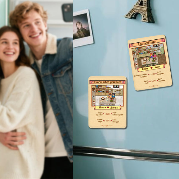 Personalized I Like and Hate Foods Pixel Fridge Magnets For Couples/Family/Roommate, Personalized Pixel Fridge Magnets Custom Food Habit, No More Fridge Wars!