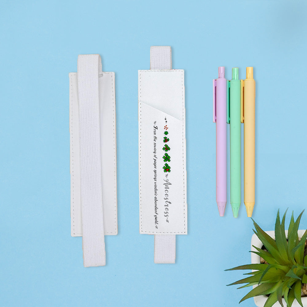 Personalized Pixel Style Leather Bookmark Band, Crop Growth Pencil Pocket Bookmark, Customized Name and Motto Leather Bookmark, Reading Accessory, Gift for Bookworms