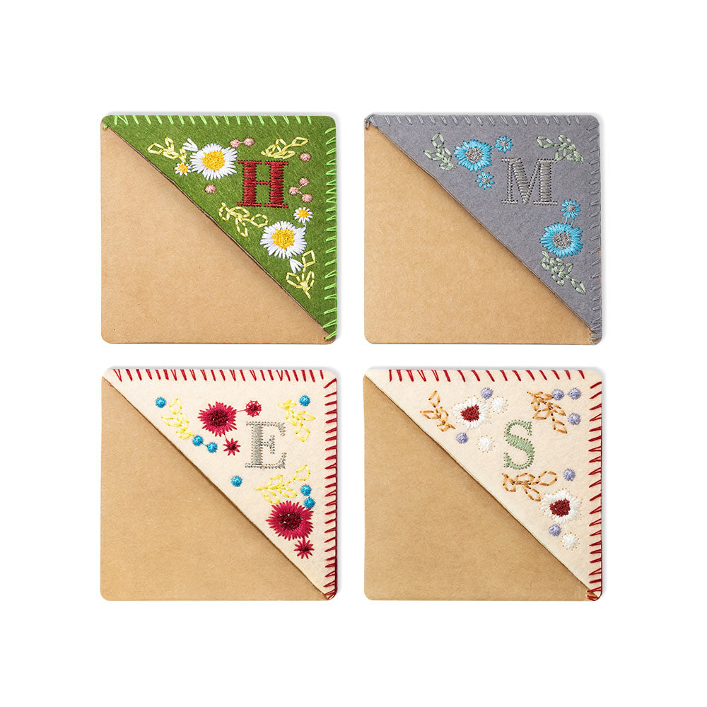 Personalized Initial Bookmark with Flowers, Fabric Bookmarks, Embroidered Bookmark, Custom Bookmark, Gift for Friends/Teachers/Students/Classmates