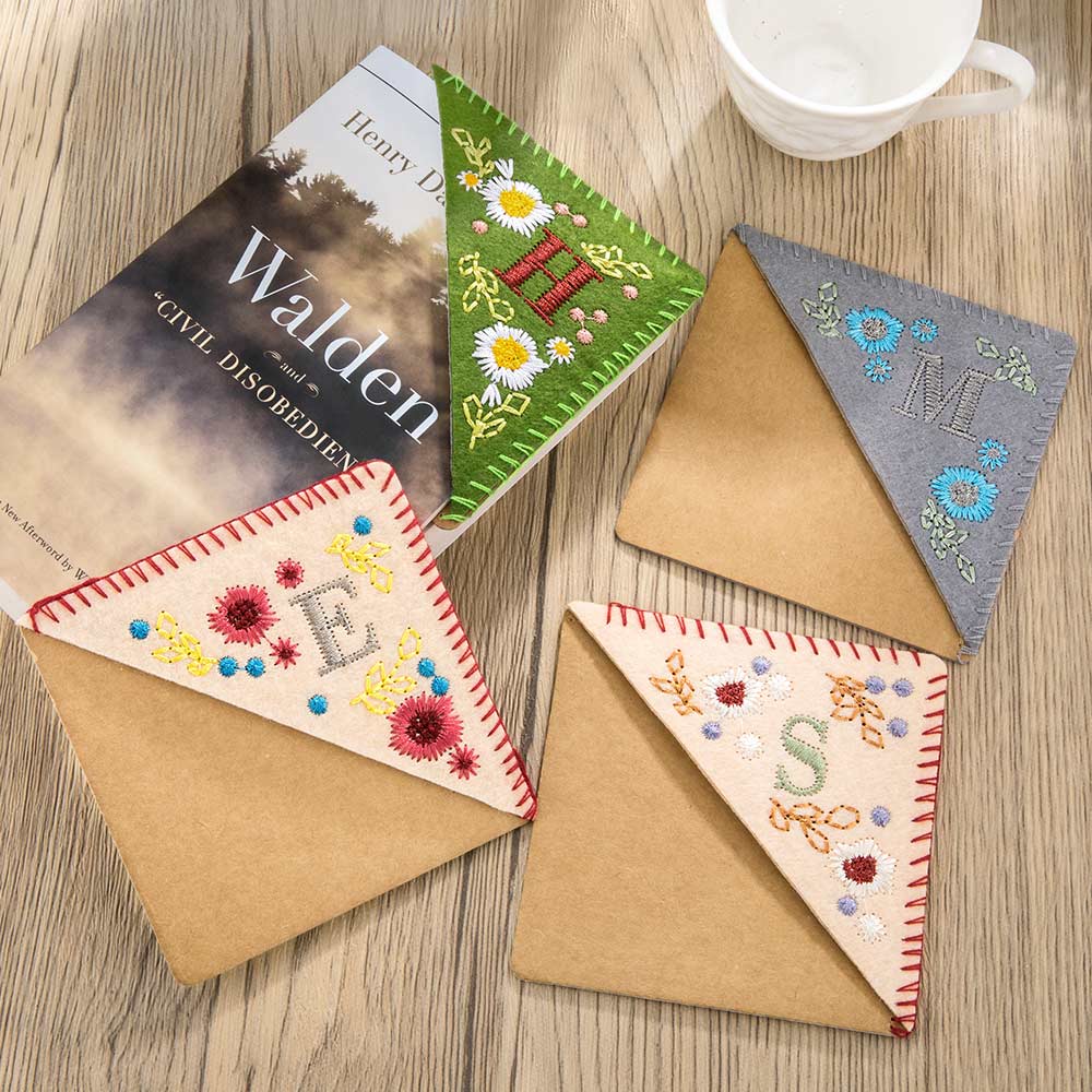 Personalized Initial Bookmark with Flowers, Fabric Bookmarks, Embroidered Bookmark, Custom Bookmark, Gift for Friends/Teachers/Students/Classmates