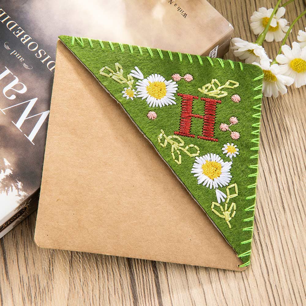 Personalized Initial Bookmark with Flowers, Fabric Bookmarks, Embroidered Bookmark, Custom Bookmark, Gift for Friends/Teachers/Students/Classmates