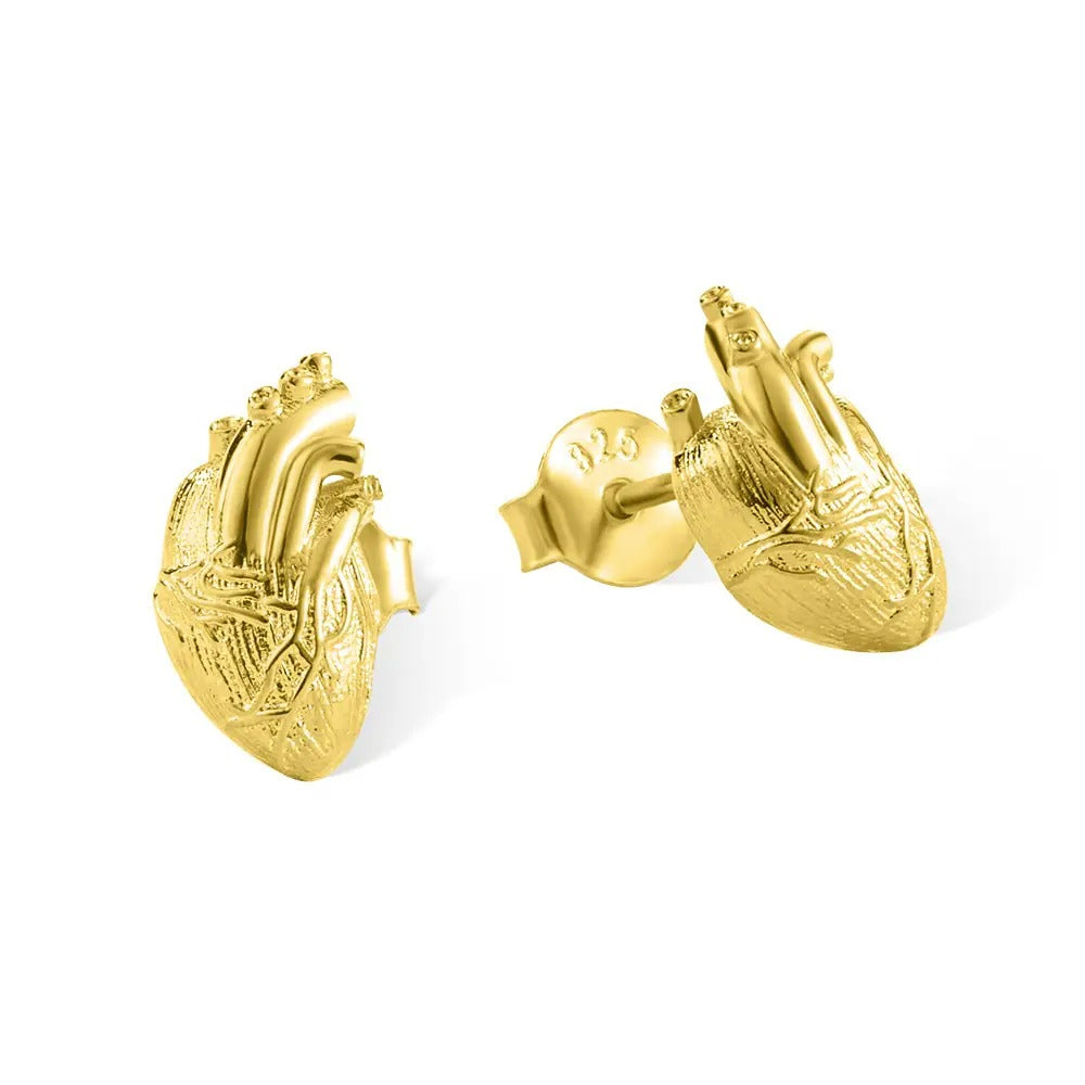 Sterling Silver 925 Earrings, Anatomical Heart Stud Earrings, Human Heart Earrings, Women's Jewelry, Medical Gift for Nurse/Doctor/Medical Students