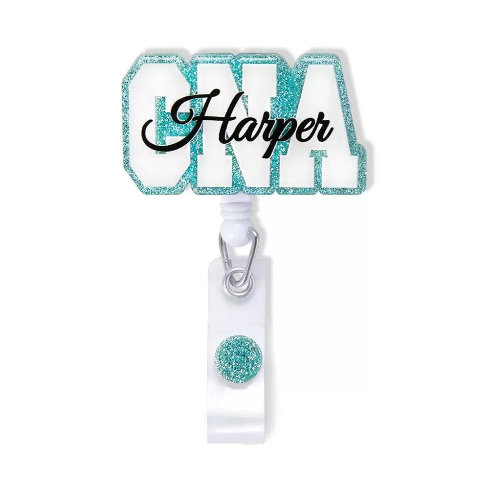 Personalized Name Badge Reel for Medical Staff / Ice Blue