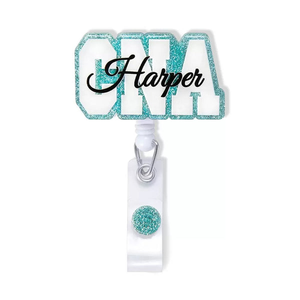 Personalized Name Badge Reel for Medical Staff / Ice Blue