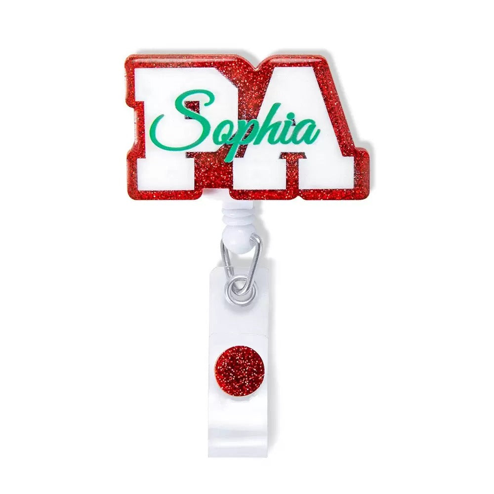 Personalized Name Badge Reel for Medical Staff/Red