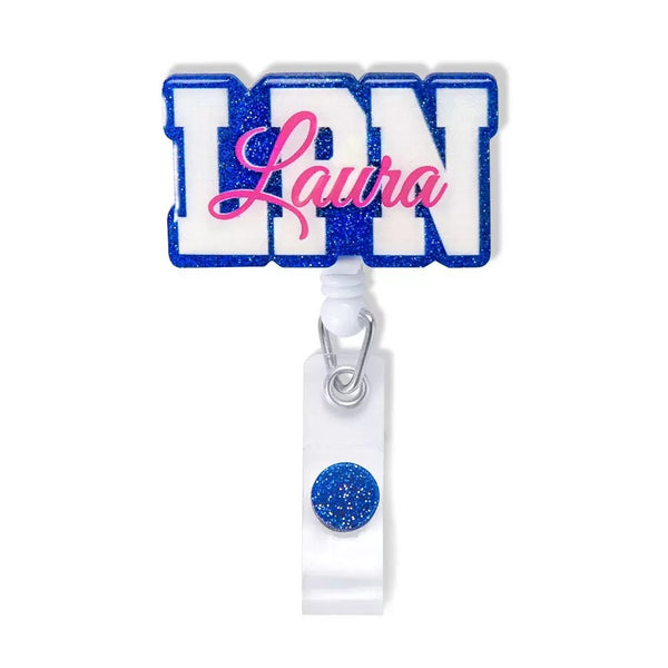 Personalized Name Badge Reel for Medical Staff/ Blue