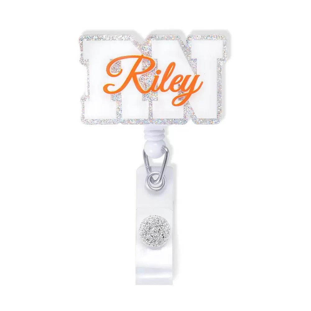 Personalized Name Badge Reel for Medical Staff \ Silver