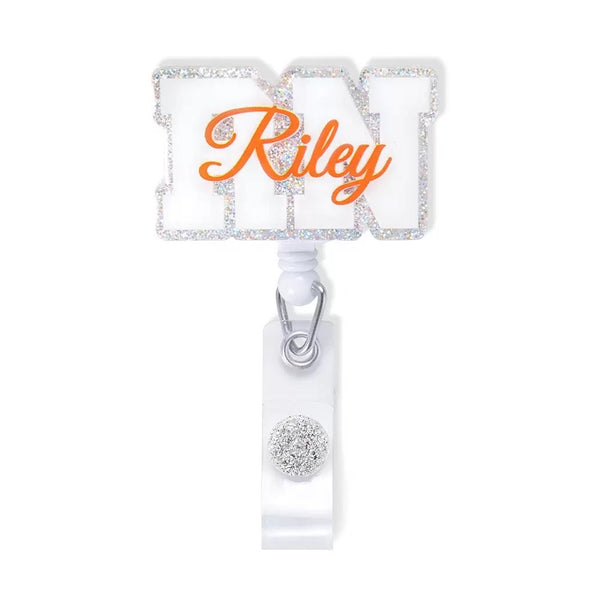 Personalized Name Badge Reel for Medical Staff \ Silver