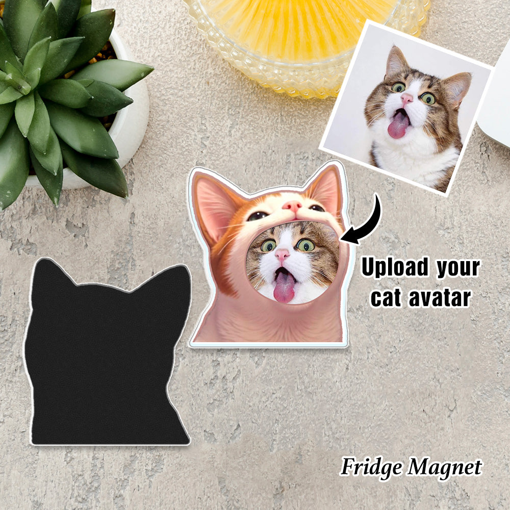 Personalized Cat Meme Acrylic Keychain, Pet Avatar Meme Fridge Magnet, Purr-fectly Fun Cat Meme Pin Badge, Gift for Pet Lover/Pet Parent/Meme Lover
