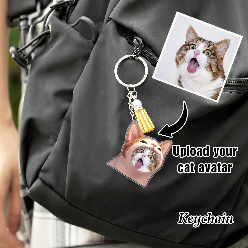 Personalized Cat Meme Acrylic Keychain, Pet Avatar Meme Fridge Magnet, Purr-fectly Fun Cat Meme Pin Badge, Gift for Pet Lover/Pet Parent/Meme Lover