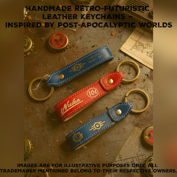 Handcrafted Leather Keychain | Post-Apocalyptic Fallout Style | Personalized