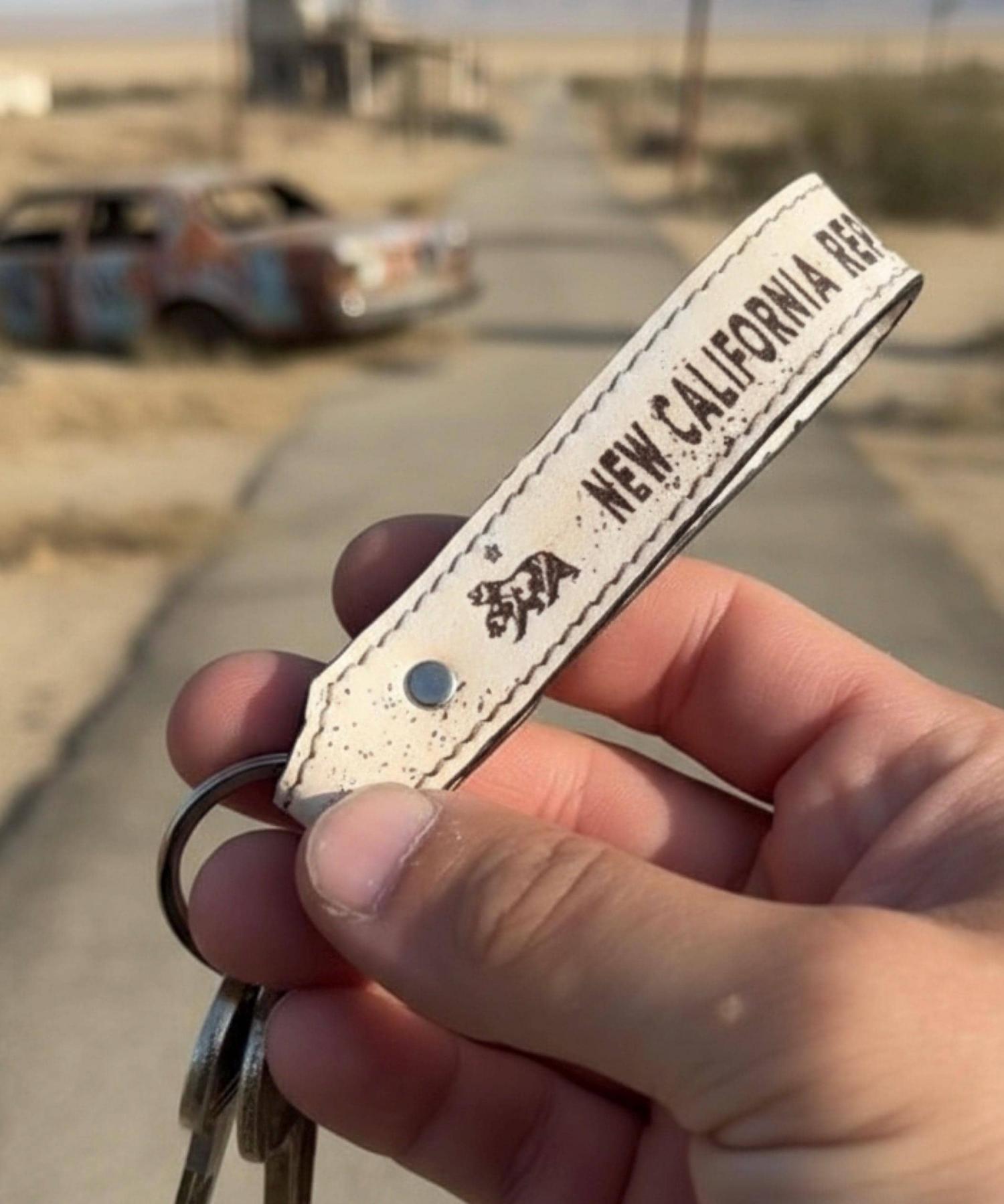 Handcrafted Leather Keychain | Post-Apocalyptic Fallout Style | Personalized