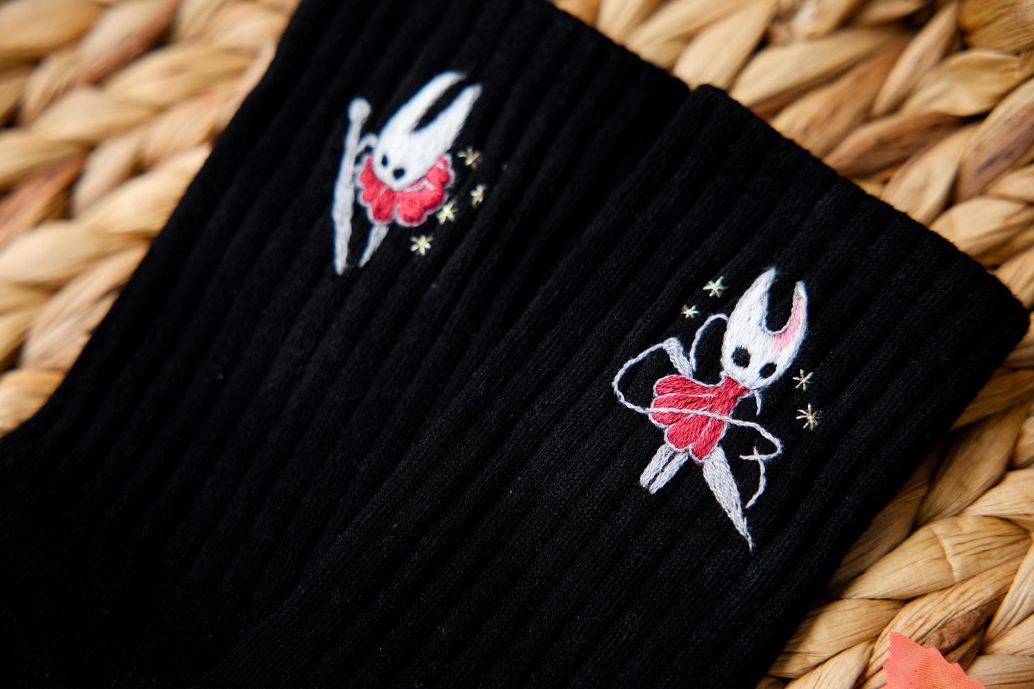 Handmade Embroidered Hollow Knight Socks – Gamer Anime Cosplay