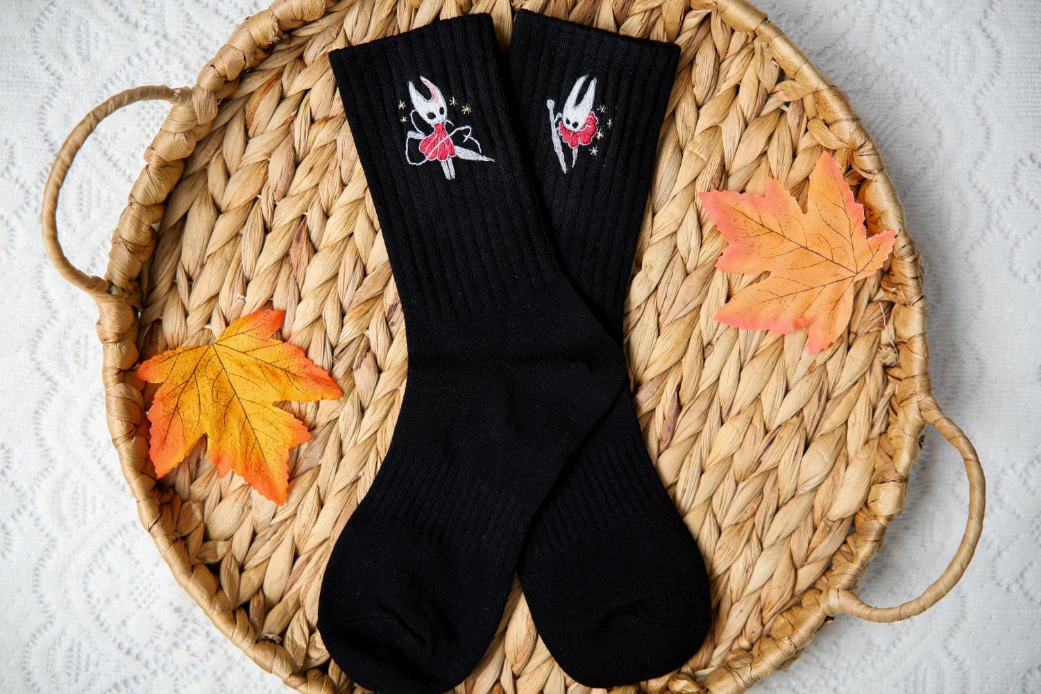 Handmade Embroidered Hollow Knight Socks – Gamer Anime Cosplay