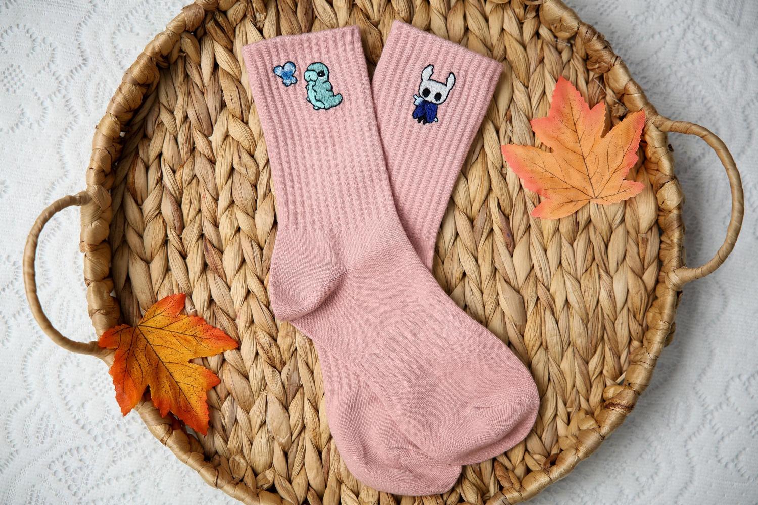 Handmade Embroidered Hollow Knight Socks – Gamer Anime Cosplay
