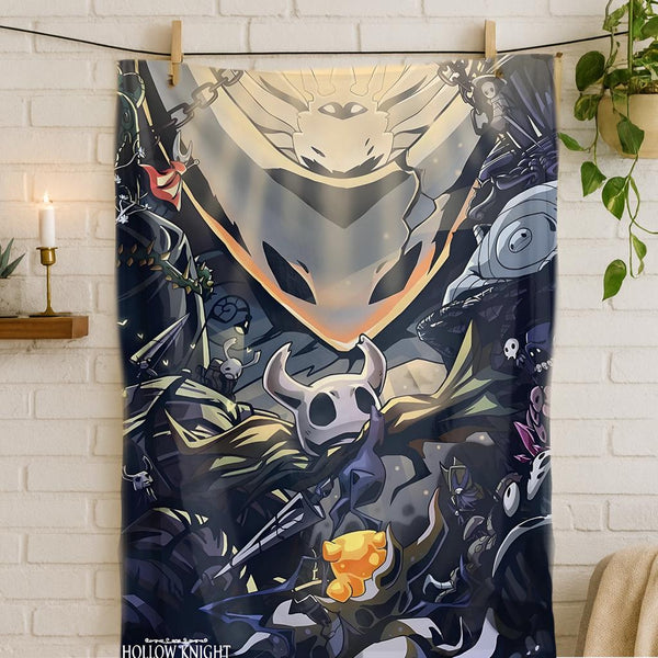 Hollow Knight Blanket, Soft Flannel Throw, Game Anime Blanket for Fans, Cozy Gamer Gift, Hollow Knight Bedroom Decor Bedding