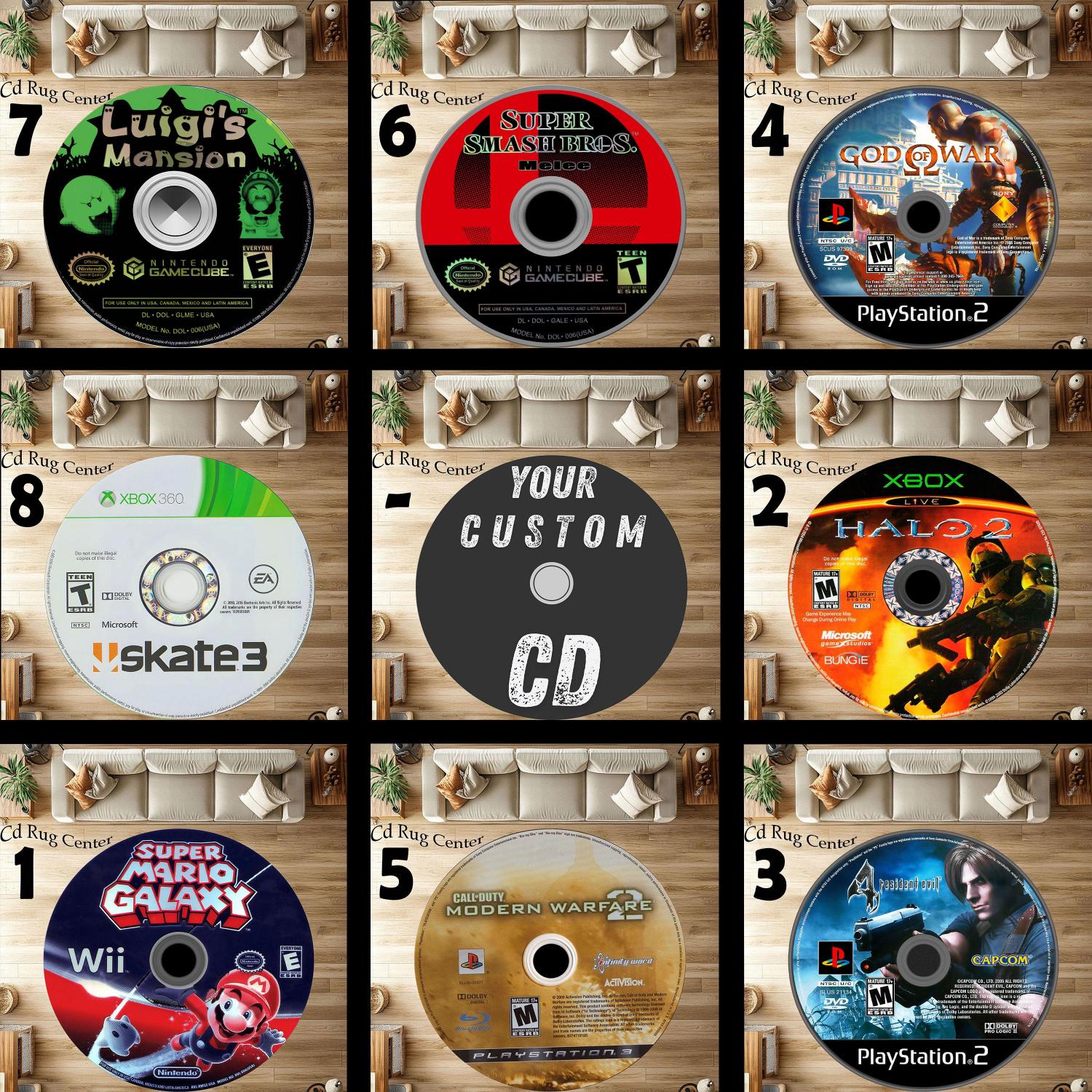 Cd Rug, Ps2 Cd Mat, Hit Run, Gaming Rug, Personalized Retro Game Rug, Popular Game , Gift for Gamer, Xbox Cd Game Rug